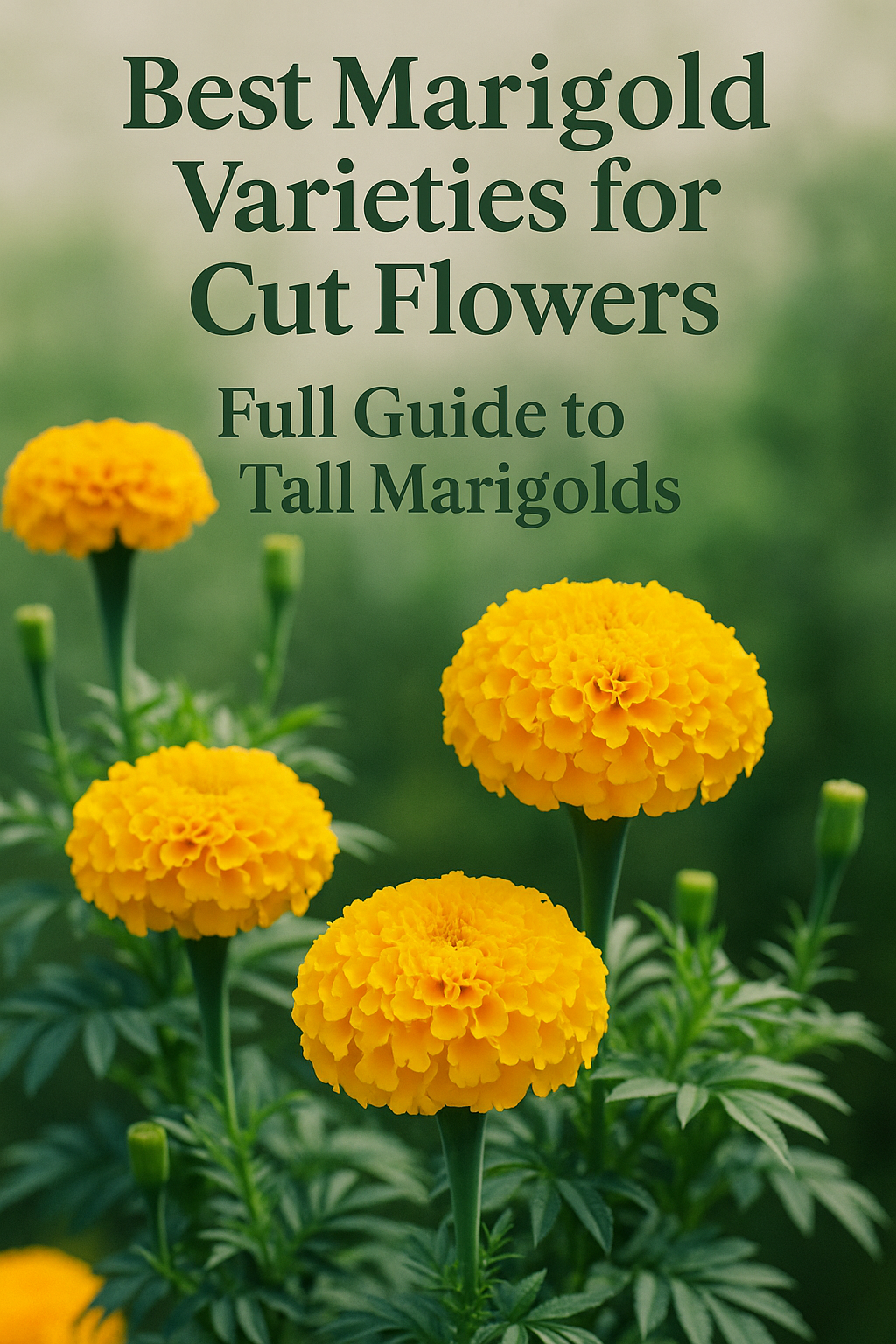 African Marigold Coco blooms with tall, fully double yellow and orange flowers ideal for cut flower gardens.