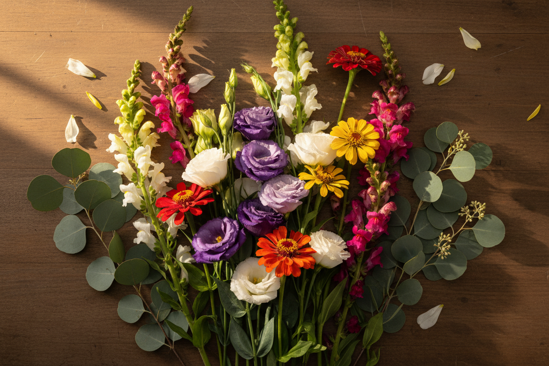 Commercial cut flower farm mix lisianthus zinnias snapdragons eucalyptus bulk seeds