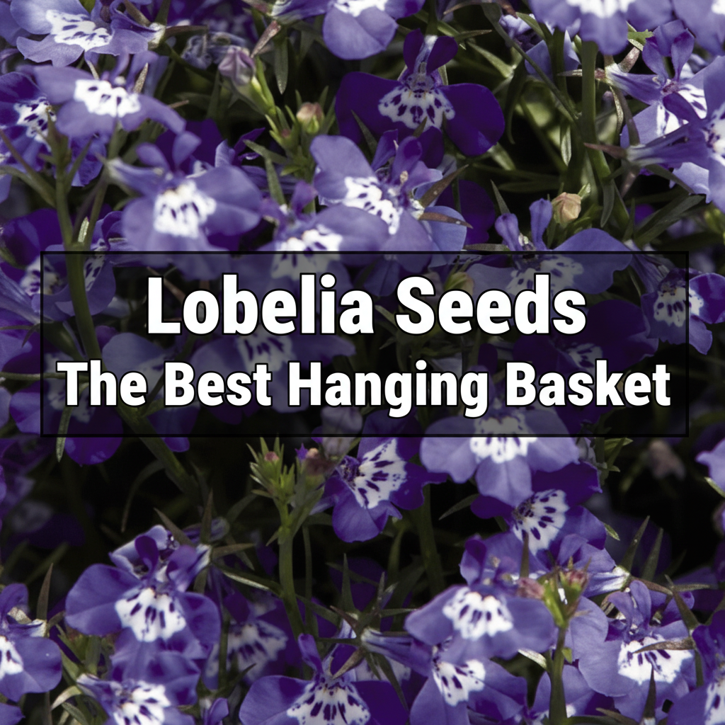 Blue Lobelia flowers blooming along a garden edge and spilling gracefully from a hanging basket. Learn why Blue Lobelia seeds are ideal for edging and container displays.