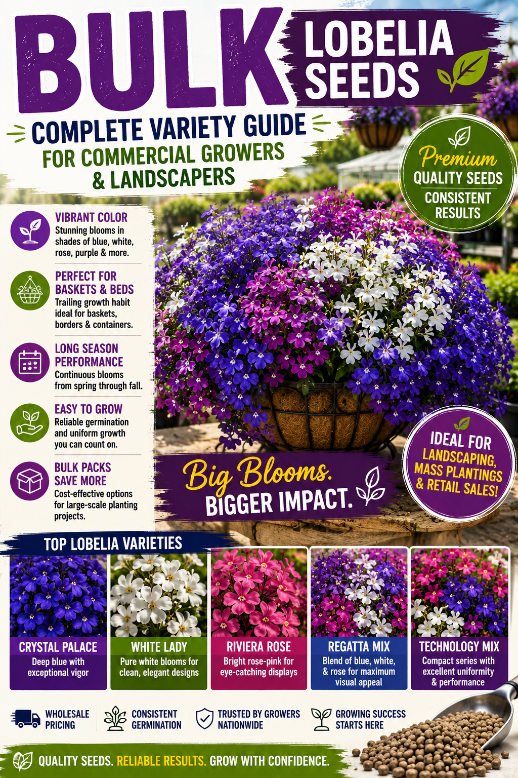Bulk lobelia seeds variety guide for commercial growers and landscapers
