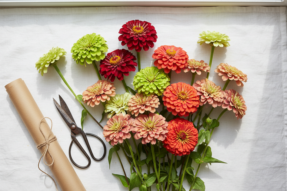 Benary Giant and Queen Lime bulk zinnia seeds cut flower varieties for commercial farms