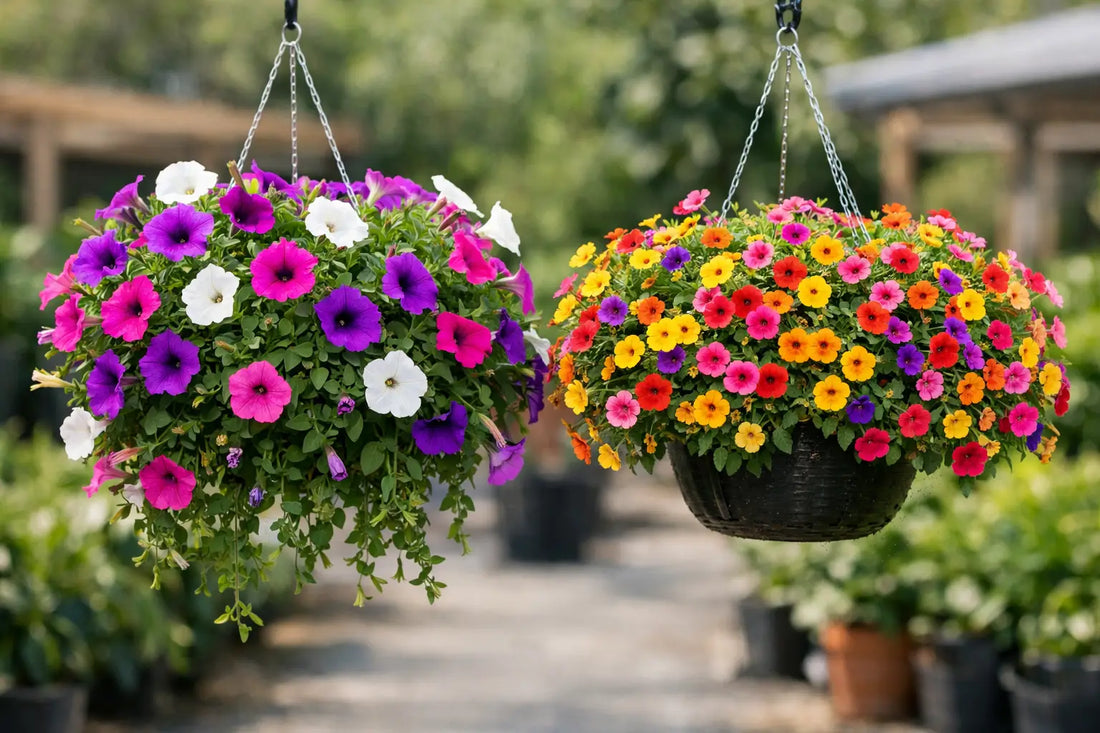 Trailing Petunia vs Calibrachoa Baskets