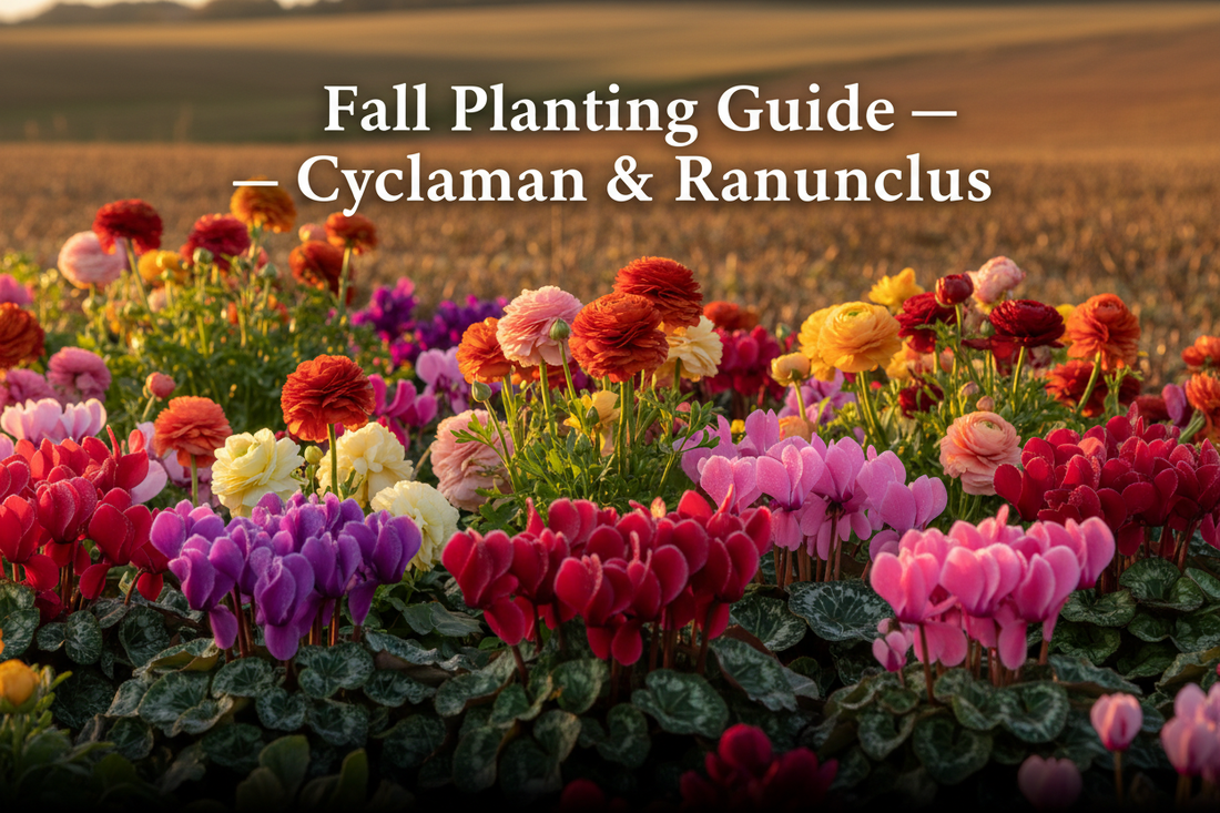 Cyclamen and ranunculus bulk seeds for fall planting – cool season cut flowers