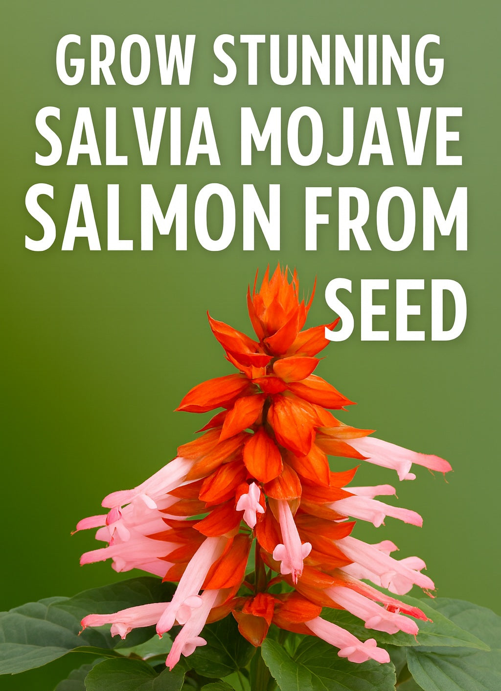 Close-up of Salvia Mojave Salmon flowers with vibrant salmon-pink blooms, perfect for pollinator gardens, cut flowers, and colorful summer borders