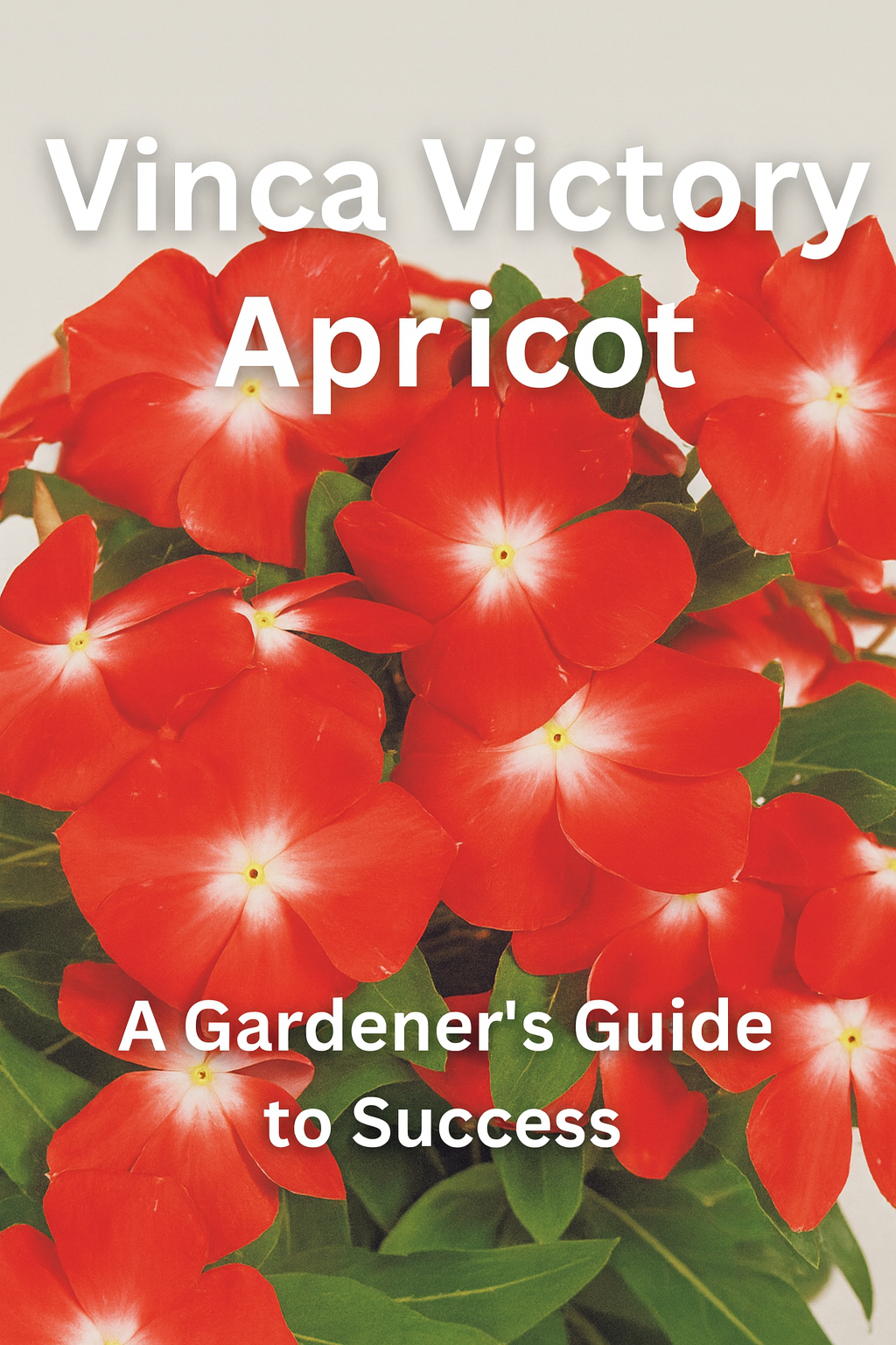 Bright apricot-red blooms of Vinca Victory Apricot with compact growth and glossy green foliage, a heat- and drought-tolerant flower perfect for garden beds, containers, and landscaping