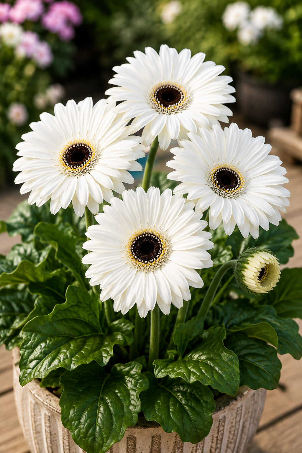 Gerbera Daisy Joybera White Dark Eye Flower Seeds – 100 Premium Flower Seeds