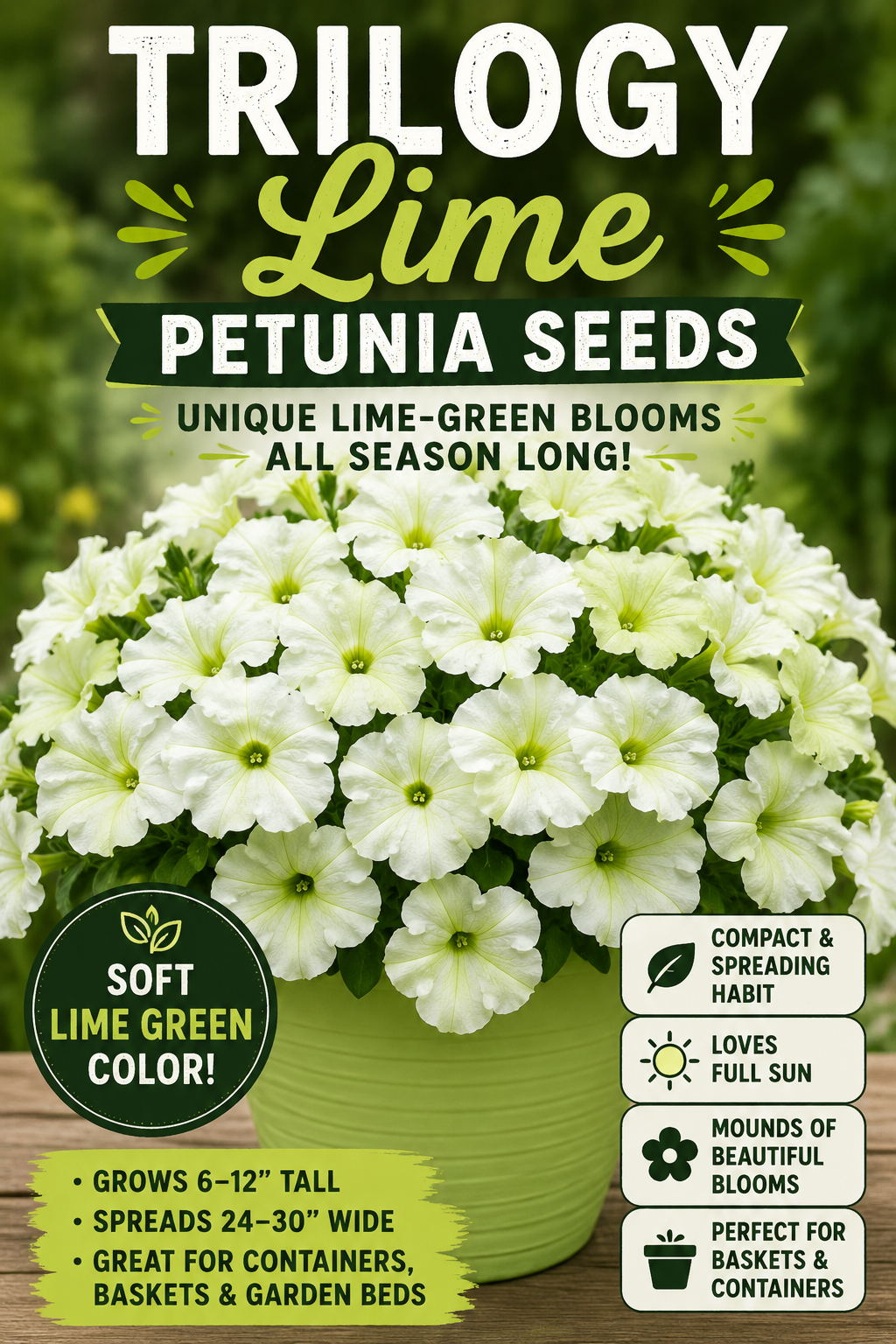 Petunia Seeds Trilogy Lime Pelleted Flower Seeds
