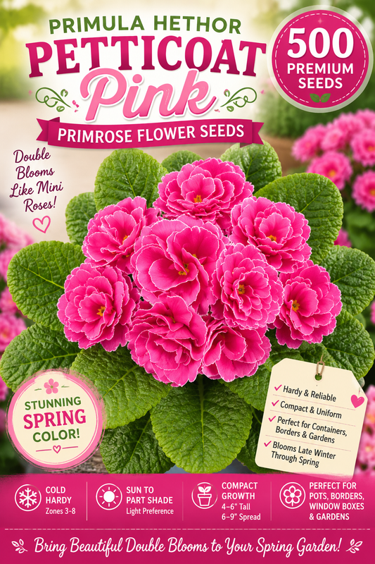 Primula Hethor Petticoat Pink Primrose Flower Seeds – 500 Bulk Flower Seeds