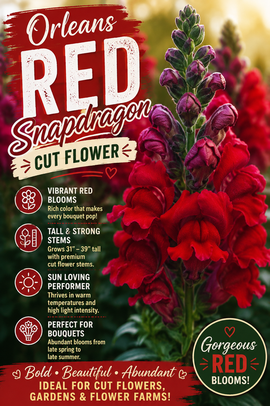 1,000 Pelleted Snapdragon Seeds Orleans Red Cut Flower