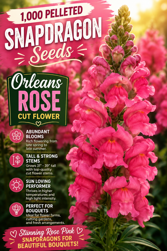 1,000 Pelleted Snapdragon Seeds Orleans Rose Cut Flower
